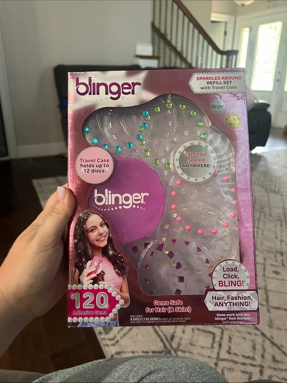 Blinger Adhesive Gem Refill Set with Travel Case - Pink & Green